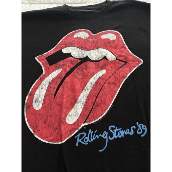 NWOT The Rolling Stones 89 Black T Shirt Lips Tongue Logo Rock Band Mens XL - Picture 4 of 8